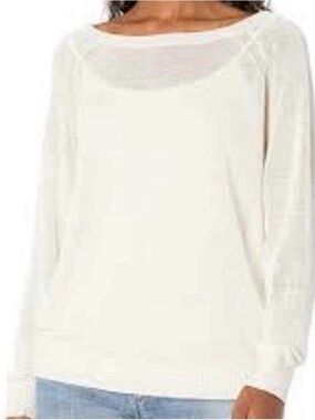 J. Crew Ivory Linen Scoop Neck Sweater Sz M